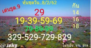 หวยหุ้นชุดเด่นทั้งวัน 8/2/62 ชุดที่2